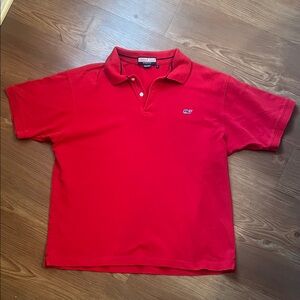 Vineyard Vines Bright Red Short-Sleeve Polo with Whale Emblem